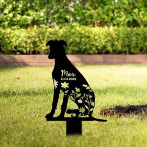 Personalized Floral Azawakh Memorial Sign Yard Stakes Azawakh Grave Marker Cemetery Decor Custom Metal Sign 4