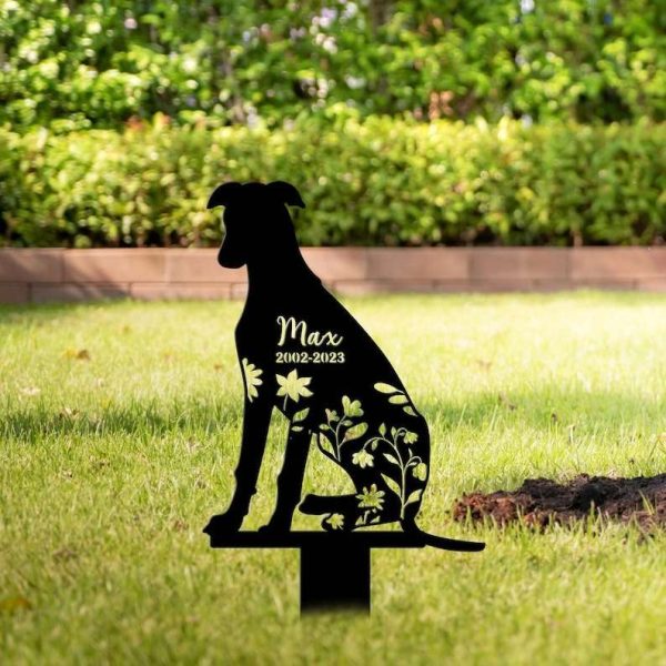 Personalized Floral Azawakh Memorial Sign Yard Stakes Azawakh Grave Marker Cemetery Decor Custom Metal Sign