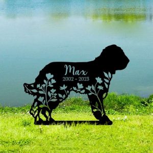 Personalized Floral Barbet Memorial Sign Yard Stakes Barbet Grave Marker Cemetery Decor Custom Metal Sign 1