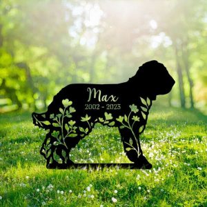 Personalized Floral Barbet Memorial Sign Yard Stakes Barbet Grave Marker Cemetery Decor Custom Metal Sign 3