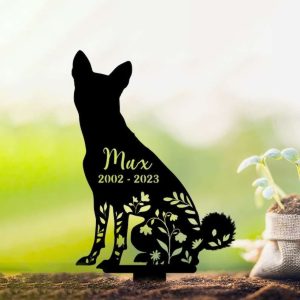 Personalized Floral Basenji Memorial Sign Yard Stakes Basenji Grave Marker Cemetery Decor Custom Metal Sign 1