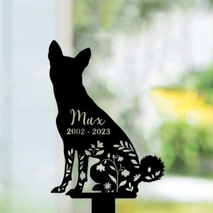 Personalized Floral Basenji Memorial Sign Yard Stakes Basenji Grave Marker Cemetery Decor Custom Metal Sign 3