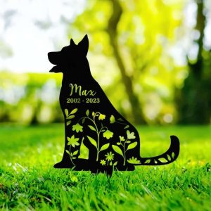 Personalized Floral Beauceron Memorial Sign Yard Stakes Beauceron Grave Marker Cemetery Decor Custom Metal Sign