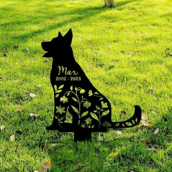 Personalized Floral Beauceron Memorial Sign Yard Stakes Beauceron Grave Marker Cemetery Decor Custom Metal Sign