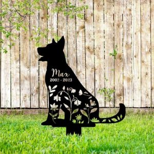 Personalized Floral Beauceron Memorial Sign Yard Stakes Beauceron Grave Marker Cemetery Decor Custom Metal Sign 4