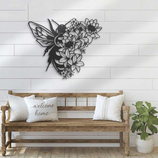 Personalized Floral Bee Beekeeper Decorative Garden Custom Metal Sign