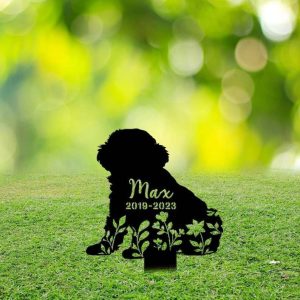 Personalized Floral Bichon Frise Memorial Sign Yard Stakes Bichon Frise Grave Marker Cemetery Decor Custom Metal Sign 2