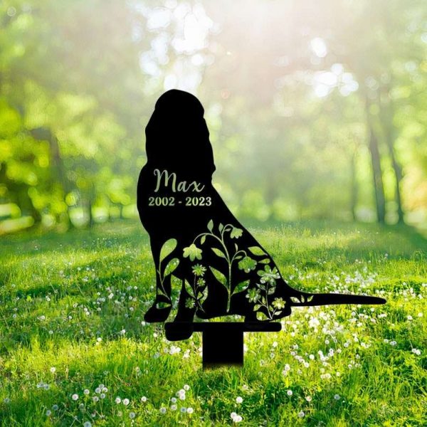 Personalized Floral Bloodhound Memorial Sign Yard Stakes Bloodhound Grave Marker Cemetery Decor Custom Metal Sign