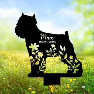 Personalized Floral Brussels Griffon Memorial Sign Yard Stakes Brussels Griffon Grave Marker Cemetery Decor Custom Metal Sign 1