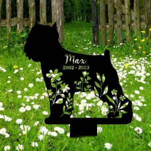 Personalized Floral Brussels Griffon Memorial Sign Yard Stakes Brussels Griffon Grave Marker Cemetery Decor Custom Metal Sign 3