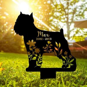 Personalized Floral Brussels Griffon Memorial Sign Yard Stakes Brussels Griffon Grave Marker Cemetery Decor Custom Metal Sign 4