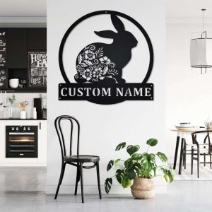 Personalized Floral Bunny Garden Decorative Custom Metal Sign 2