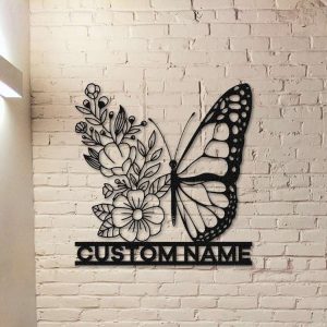 Personalized Floral Butterfly Garden Decorative Custom Metal Sign