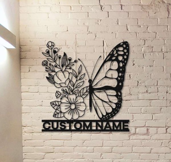 Personalized Floral Butterfly Garden Decorative Custom Metal Sign