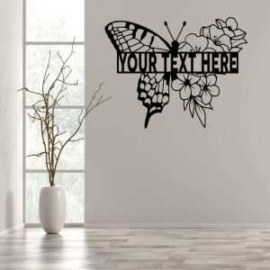 Personalized Floral Butterfly Garden Decorative Custom Metal Sign