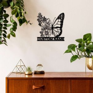 Personalized Floral Butterfly Garden Decorative Custom Metal Sign 2 1