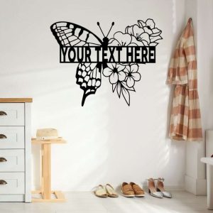 Personalized Floral Butterfly Garden Decorative Custom Metal Sign 3