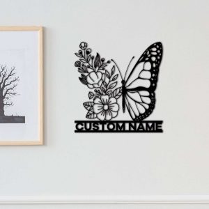 Personalized Floral Butterfly Garden Decorative Custom Metal Sign 4