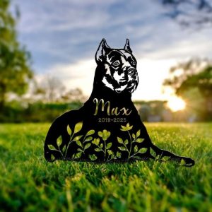 Personalized Floral Cane Corso Memorial Sign Yard Stakes Cane Corso Grave Marker Cemetery Decor Custom Metal Sign