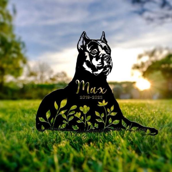 Personalized Floral Cane Corso Memorial Sign Yard Stakes Cane Corso Grave Marker Cemetery Decor Custom Metal Sign