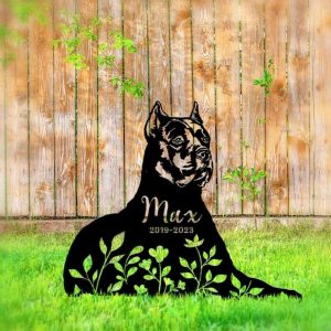 Personalized Floral Cane Corso Memorial Sign Yard Stakes Cane Corso Grave Marker Cemetery Decor Custom Metal Sign 3