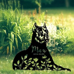 Personalized Floral Cane Corso Memorial Sign Yard Stakes Cane Corso Grave Marker Cemetery Decor Custom Metal Sign 4