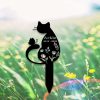 Personalized Floral Cat Memorial Sign Yard Stakes Grave Marker Cemetery Decor Custom Metal Sign 1