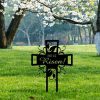 Personalized Floral Cross He is risen Memorial Sign Yard Stakes Grave Marker Cemetery Decor Custom Metal Sign 1