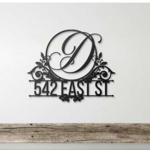 Personalized Floral Family Name Address Sign Last Name House Number Plaque Custom Metal Sign 1