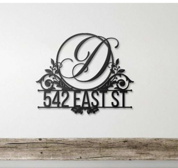 Personalized Floral Family Name Address Sign Last Name House Number Plaque Custom Metal Sign