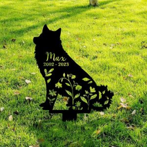 Personalized Floral Finnish Spitz Memorial Sign Yard Stakes Finnish Spitz Grave Marker Cemetery Decor Custom Metal Sign 2