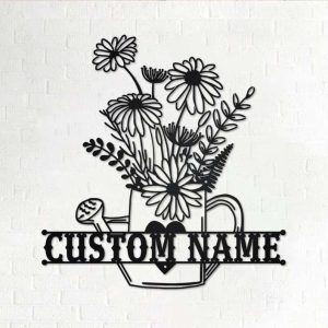 Personalized Floral Frame Garden Flower Pot Decorative Custom Metal Sign 1