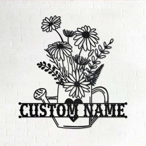 Personalized Floral Frame Garden Flower Pot Decorative Custom Metal Sign