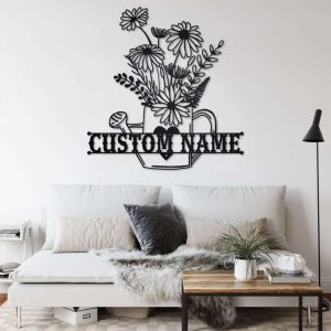 Personalized Floral Frame Garden Flower Pot Decorative Custom Metal Sign 3