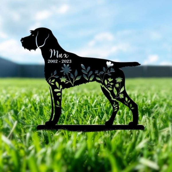 Personalized Floral German Wirehaired Memorial Sign Yard Stakes German Wirehaired Grave Marker Cemetery Decor Custom Metal Sign