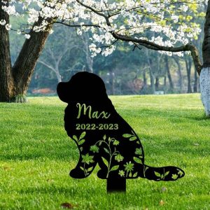 Personalized Floral Great Pyrenee Memorial Sign Yard Stakes Great Pyrenee Grave Marker Cemetery Decor Custom Metal Sign 2