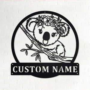 Personalized Floral Koala Garden Decorative Custom Metal Sign