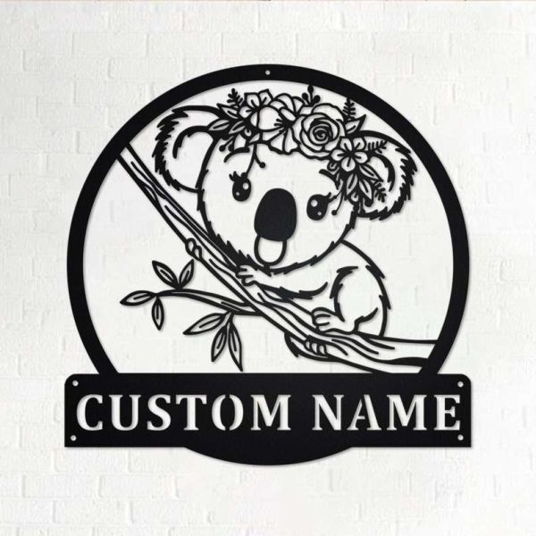 Personalized Floral Koala Garden Decorative Custom Metal Sign