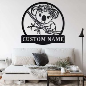 Personalized Floral Koala Garden Decorative Custom Metal Sign