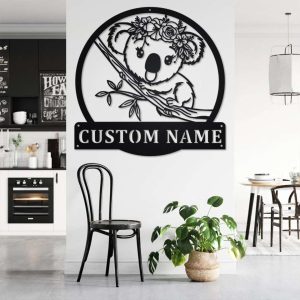 Personalized Floral Koala Garden Decorative Custom Metal Sign 3