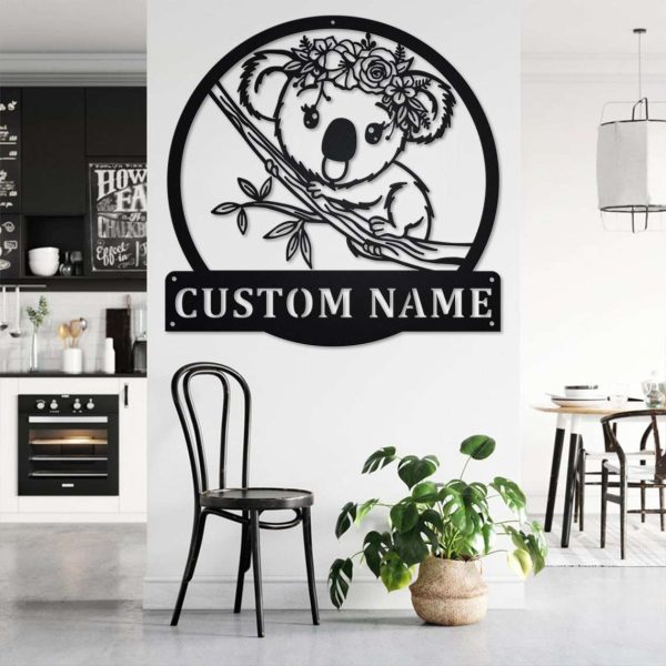 Personalized Floral Koala Garden Decorative Custom Metal Sign