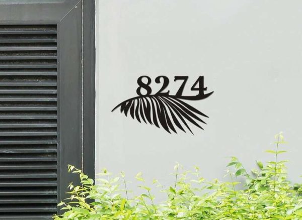 Personalized Floral Leaf Address Sign Tropical Leaf Beach House Decor House Number Plaque Custom Metal Sign