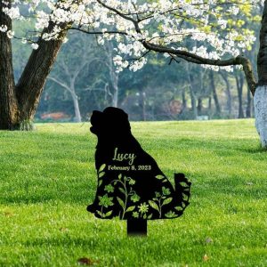 Personalized Floral Newfoundland Memorial Sign Yard Stakes Newfoundland Grave Marker Cemetery Decor Custom Metal Sign 1