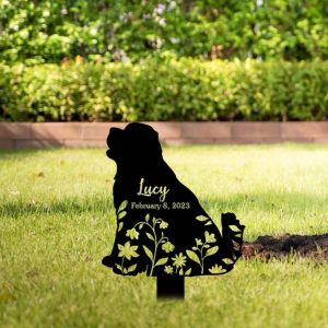 Personalized Floral Newfoundland Memorial Sign Yard Stakes Newfoundland Grave Marker Cemetery Decor Custom Metal Sign 4