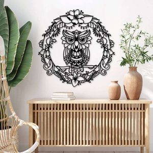 Personalized Floral Owl Mandala Garden Decorative Custom Metal Sign 1