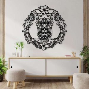 Personalized Floral Owl Mandala Garden Decorative Custom Metal Sign 2