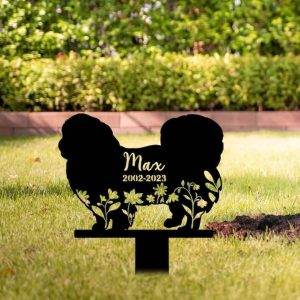 Personalized Floral Pekingese Memorial Sign Yard Stakes Pekingese Grave Marker Cemetery Decor Custom Metal Sign 1