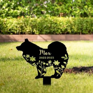 Personalized Floral Samoyed Memorial Sign Yard Stakes Samoyed Grave Marker Cemetery Decor Custom Metal Sign