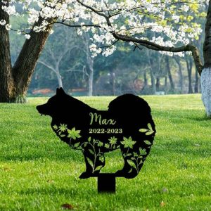 Personalized Floral Samoyed Memorial Sign Yard Stakes Samoyed Grave Marker Cemetery Decor Custom Metal Sign