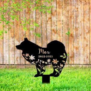 Personalized Floral Samoyed Memorial Sign Yard Stakes Samoyed Grave Marker Cemetery Decor Custom Metal Sign 3